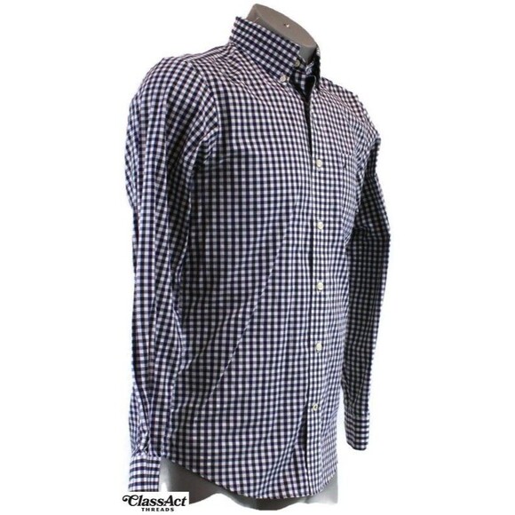 Nautica Shirt Purple Men's Slim Fit Checked Design 100% Cotton Sz S - Picture 1 of 4